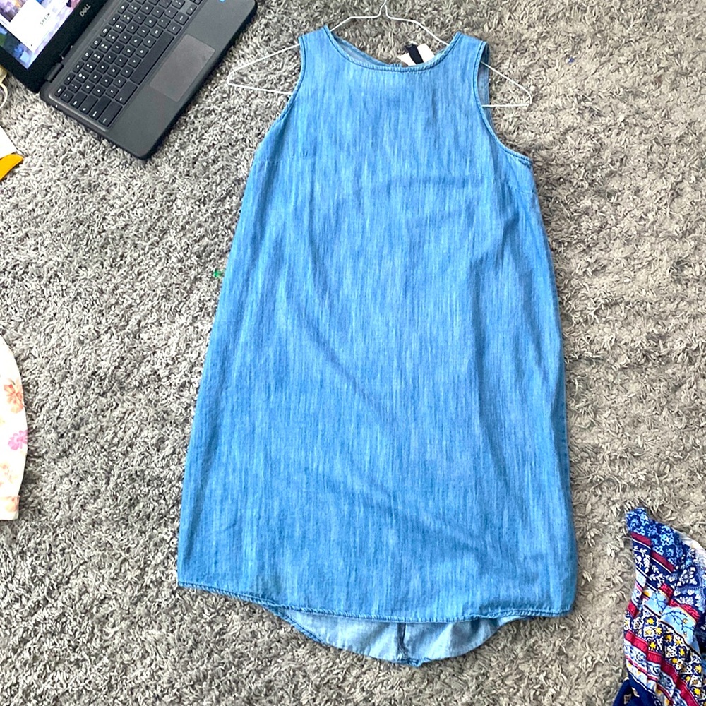 Blue faux denim dress